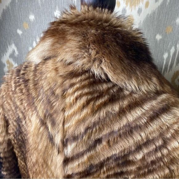 Ralph Lauren Collection * Pre-Fall '19 Toffee Lamb Shearling Chevron Knit Coat - Picture 12 of 16